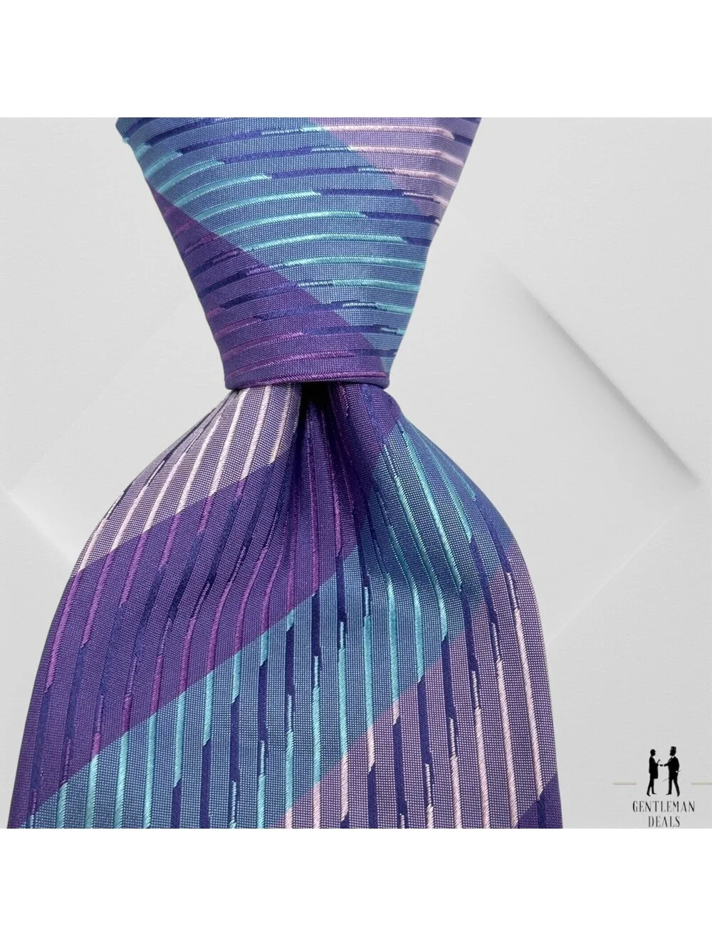Missoni Men's 100% Silk Necktie Classic ITALY Designer CHEVRON BluePurple 57x3.5